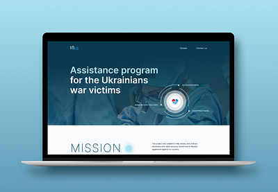 INUA Volunteer Organization | landing first page assistance charity desktop landing page laptop medicine navy blue product design soldiers ui ukraine ux volunteer war website