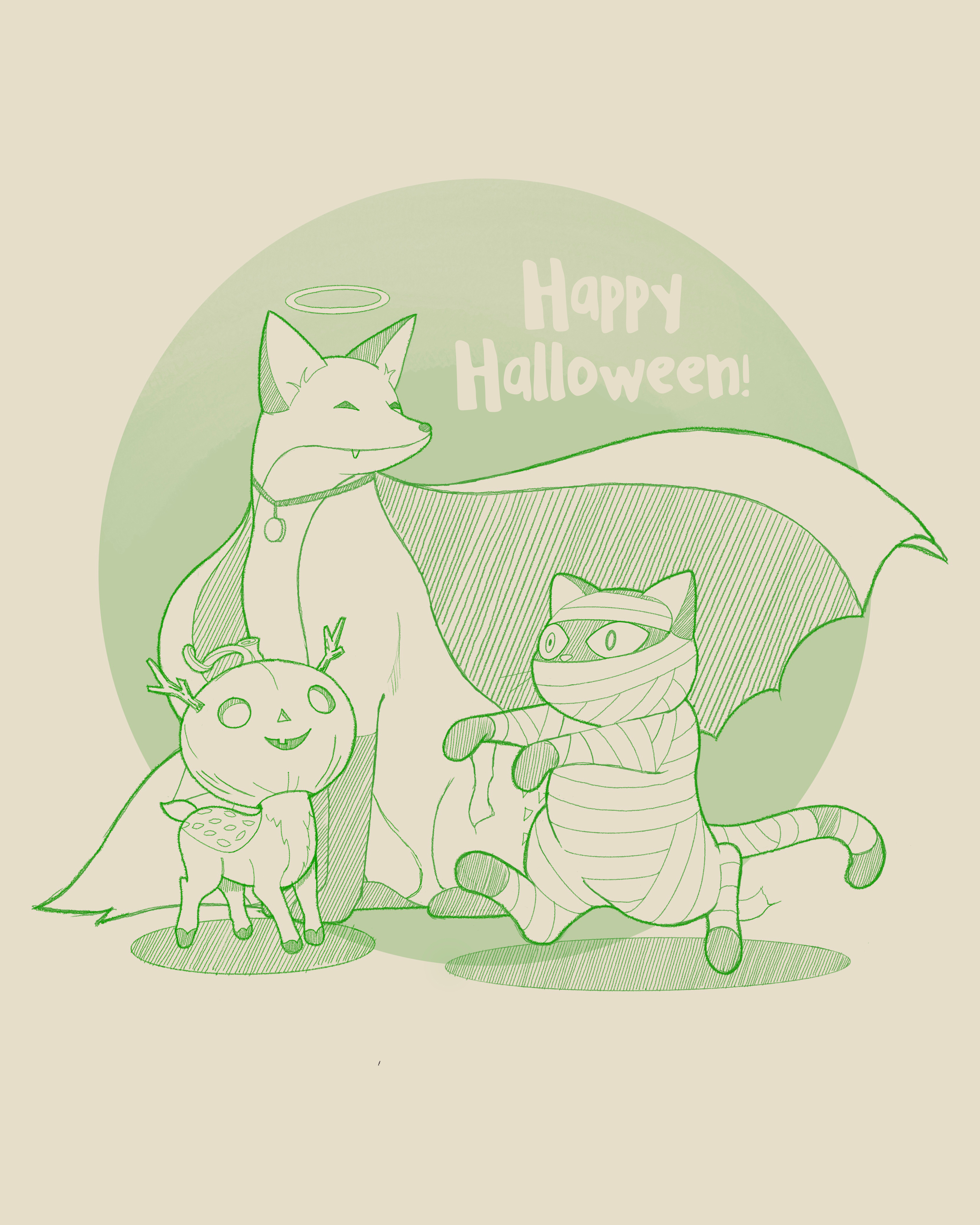 Happy Halloween 2023! animals black cat color colour cute deer fox halloween halloween costumes hand drawn happy halloween illustration mummy nature pencil sketch pumpkin sketch sketch book trick or treat vampire