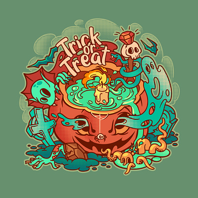 Trick or treat! artua game design ghost halloween horror illustration potion pumpkin trick or treat witchcraft