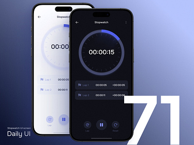 Daily UI #71 - Stopwatch UI screen app app deisgn clean clock clock app dailyui dark design interface ios iphone light mobile mobile app simple stopwatch timer ui uiux ux