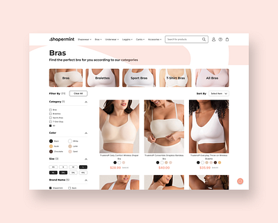 Redesign for a Shapewear e-Commerce Platform app b2b branding design ecommerce figma graphic design illustration logo prototype responsive ui ux