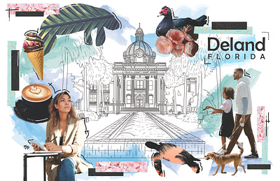 Deland Postcard adobe illustrator collage digital art ipad pro photo collage postcard procreate sketch