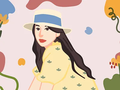 Pretty Girl With Floral Background Vol. 1 design girl illustration girl vector graphic design illustration illustration vector vector