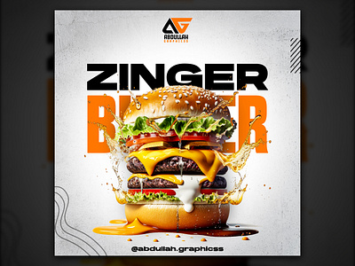 Zinger burger poster design banner banner design burger burger post burger poster design food food poster graphic design poster poster design social media post zinger burger