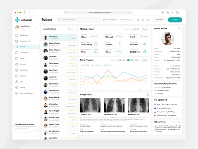 Patient Page - Mediversal b2b clinic component dashboard data design doctor healthcare landing page management medical patient product design saas table ui ux web website x ray