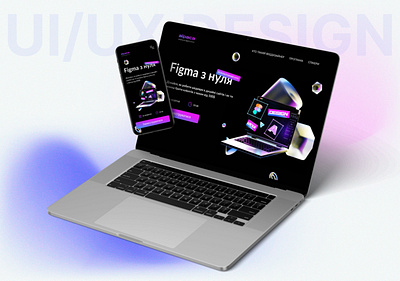 Landing for online course app course dark design graphic design illustration landing laptop logo mobile neon site ui ux web design website