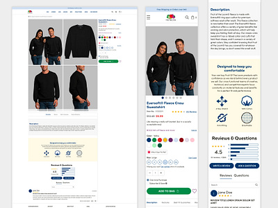 Fruit Of The Loom: Product Detail Page - Desktop & Mobile branding design product design web web design web site
