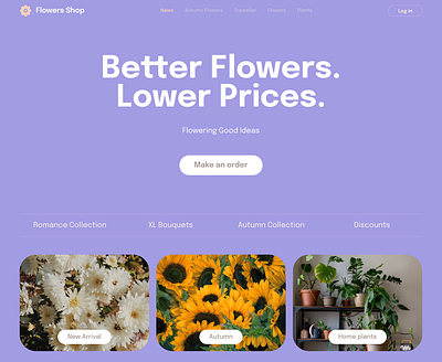 Flowers Shop Web Site Design: Landing Page / News Page UI appdesign dailyui design designinspiration figma graphicdesign interface photoshop uidesigner uitrends uiux userexperience userinterface uxdesign uxdesugner uxigers webdesign webdesigner
