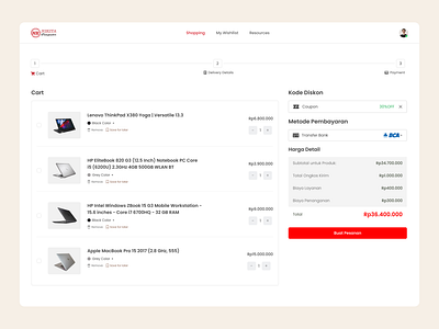 Nikita Computer - Checkout Page cart checkout computer e commerce laptop payment red