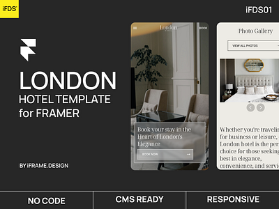 LONDON HOTEL WEBSITE TEMPLATE for FRAMER framer hotel london template theme travel website