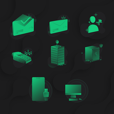 Ivy Green Icons - Old icons set for client green icon illustration light neon ui