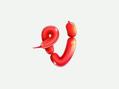 Letter V logo in balloon twisting style. balloon cartoon design glossy icon illustration letter logo mark twisting
