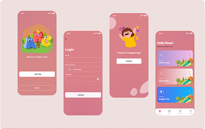 kiddies learning app animation branding ui