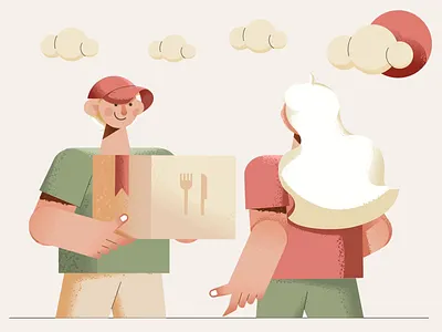 Delivery Service - Digital illustration animation branding character delivery digital illustration graphic design green color illustration interaction mobile application motion pastel color red color uxui