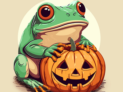 Halloween frog-pumpkin alliance creepy drawing frog graphic design halloween halloween illustration halloween vibes illustration postcard pumpkin spooky sweet trick or treats vector vector illustration
