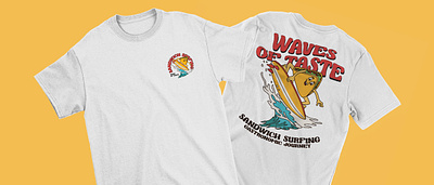 Retro Surfing Characters branding character classic design food graphic design illustration merchandise pizza print retro surfing tshirt wave