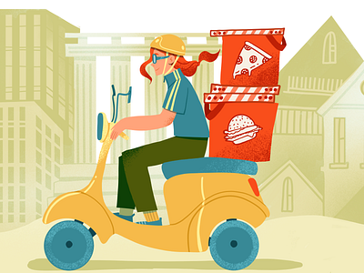 Food Delivery Startup art bike branding creative cycling delivery delivery platform designing with illustration drawing fast food food food tech graphic design illustration scooter startup