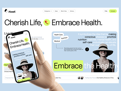 Abash Health Care - Hero Sections care cure design diagnosis doctor fitness health healthcare herosection hospital landing page medic medical medicine pills vitamins web webdesign website wellness