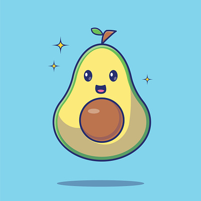 Avocado fruit illustration 🥑 anime avocado food fruit graphic design icon illustration kawaii manga tropical fruit