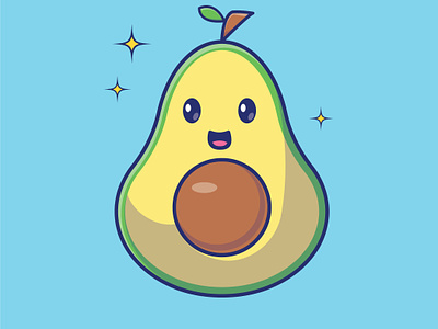 Avocado fruit illustration 🥑 anime avocado food fruit graphic design icon illustration kawaii manga tropical fruit