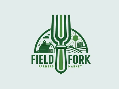 Field Fork Farmers Market branding clean eco friendly fair trade farm fresh farmers market graphic design green healthy logo market produce seasonal vector vegetables