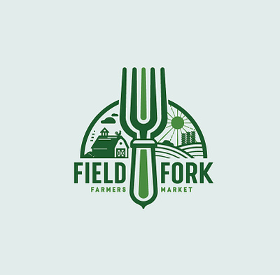 Field Fork Farmers Market branding clean eco friendly fair trade farm fresh farmers market graphic design green healthy logo market produce seasonal vector vegetables