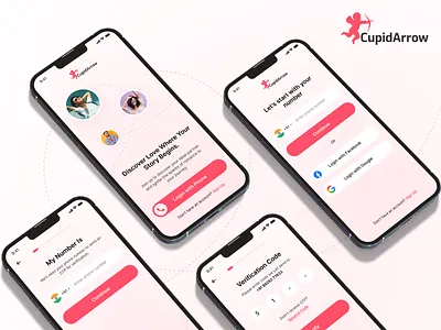 CupidArrow Dating App: iOS/Android UI/UX app app ui cubid cupid arrow cupid dating app dating dating app ios app match matches matchmaking mobile app modern app modern design ui ui design uiux ux