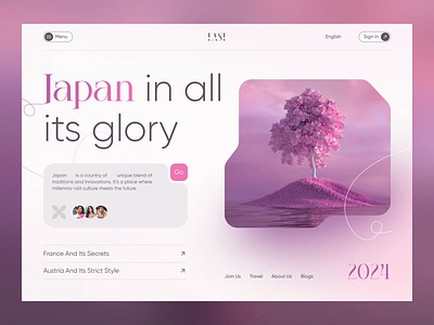 Travel Agency Website adventure booking booking app booking services element japan journey landing page online booking picture pink platform design reservation sakura tour operator tourism travel agency trip vacation webdesign