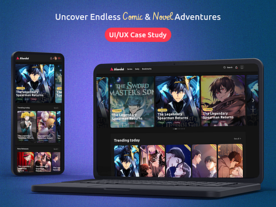 Anime-Style Novels UI/UX Case Study anime anime style case study comic dark desktop home home page landing landing page novel story ui web web ui web ui design