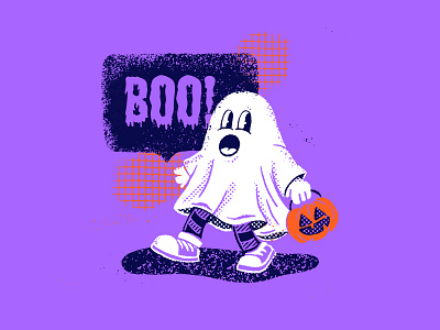 Happy Halloween! boo duplitone ghost halftone halloween happy halloween illustration procreate scary texture trick or treat
