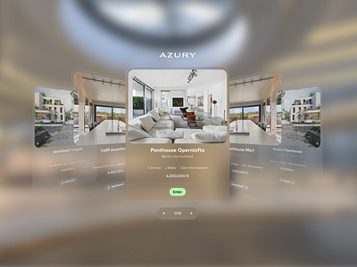 VR MR visionOS Concept | Slider for Luxury Real Estate App 3d apple figma glass headset mixed reality slider user interface virtual reality visionos