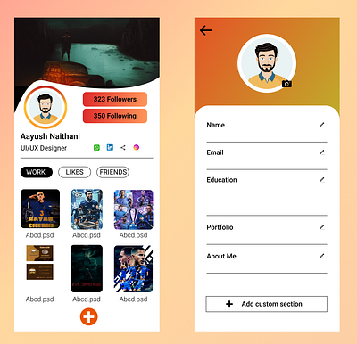 Daily UI challenge Day 6/100 Created a profile tab