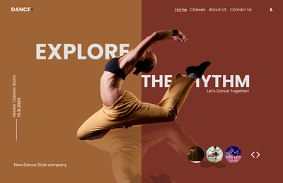 Dynamic Music & Dance Landing Page dance theme graphic design immersiveexperience logo motion graphics music music template musicanddance ui uiuxdesign