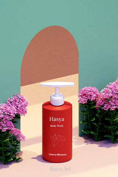 3D PRODUCT VISUALIZATION // CHERRY BLOSSOM BODY WASH 3d 3dart brand branding graphic design photo product realistic visualiazation