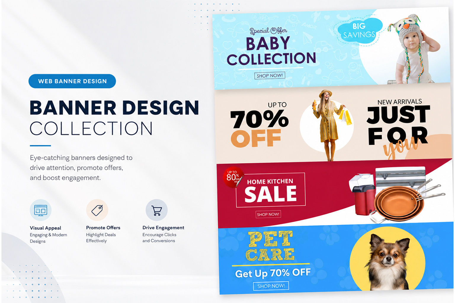E-commerce Web Banner Design Collection advertising banner ecommerce graphic design marketing promotion typography visual design web banner web design
