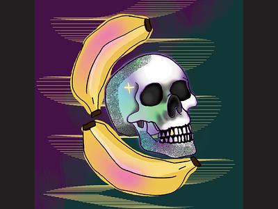 Banana Skull graphic design illustration