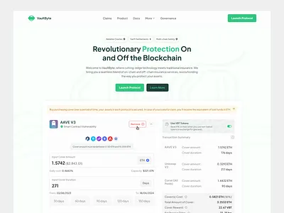 VaultByte: Hero blockchain business crypto defi design figma insurance product ui