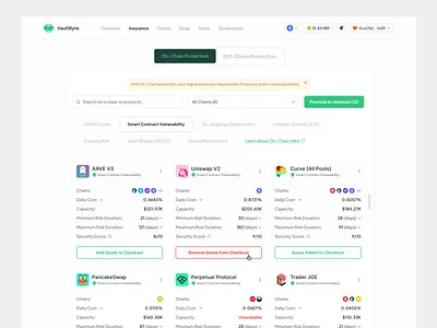 VaultByte: On-Chain Protection blockchain crypto defi design figma insurance product ui