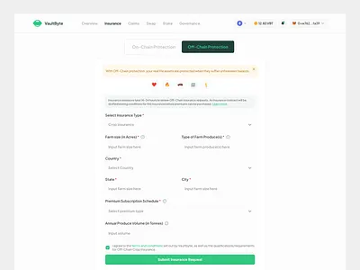 Vault Byte: Off-Chain Protection blockchain crypto defi design figma insurance product ui