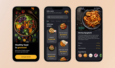 Healthy food recipe darkmoode darkmoode app food foodapp mobile app mobiledesign ui ui design uiapp