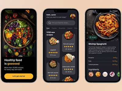 Healthy food recipe darkmoode darkmoode app food foodapp mobile app mobiledesign ui ui design uiapp