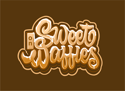 Sweet on Waffles Lettering Logotype calligraphy design graphic design hand drawn illustration lettering lettering logo logo logotype typography