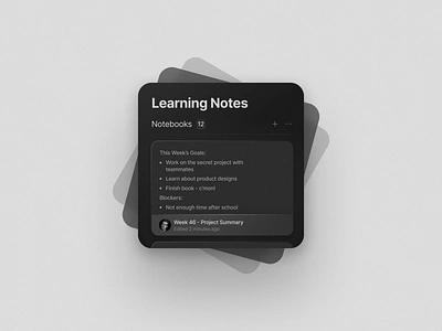 Notes design concept app design card card design clean concept dark theme desgin concept design grey minimal minimalist notebook notebook design notes platform design ui ux web design widget widget design