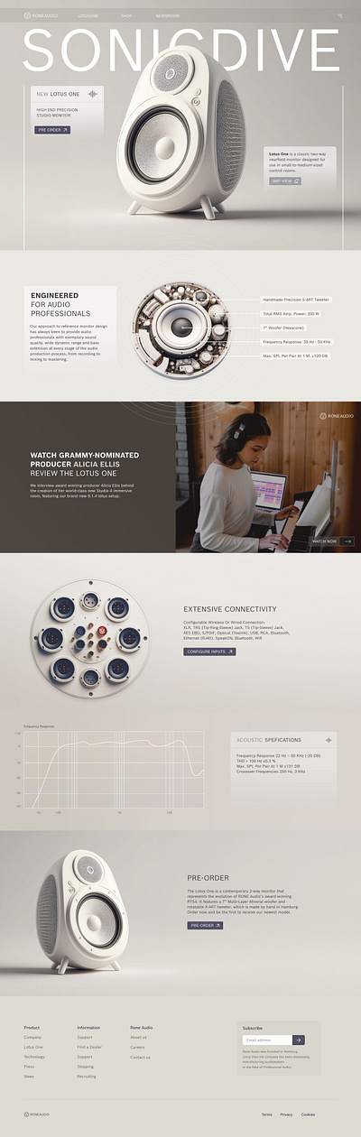 Lotus One Speaker - Audio 3d audio music speaker ui ux web design