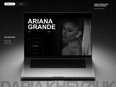 Home Screen for Ariana Grande / BUY TICKETS / CONCERT design ui ux web web design