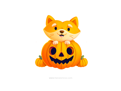 Happy Halloween calabaza cartoon character children cute halloween hirohito illustration kawaii kids mexico procreate pumpkin shiba