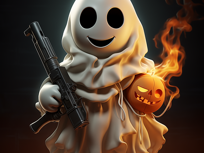Spooky Ghost | Halloween 3d ai evil gaza ghost halloween hamas illustration isis israel israelunderattack massacre midjourney nightmare pixar poster scary treat trick war