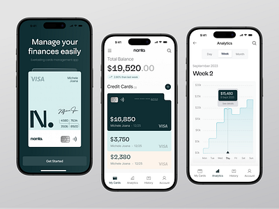 Mobile App Nanto: UX UI Design app banking card cards case study design finance inspiration mobileapp neogrotesk neotech uxui