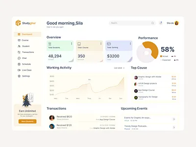 Studyghor🎓.Teacher Dashboard 2024 branding course dashboard design landingpage logo online course online school online study sales trendy uiux webdesign