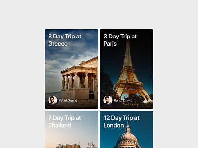 Title Cards of travel itinerary app title cards travel travel itinerary app ui